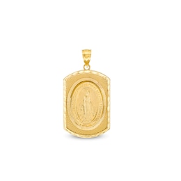 Diamond-Cut Mary Dog Tag Necklace Charm in 10K Gold