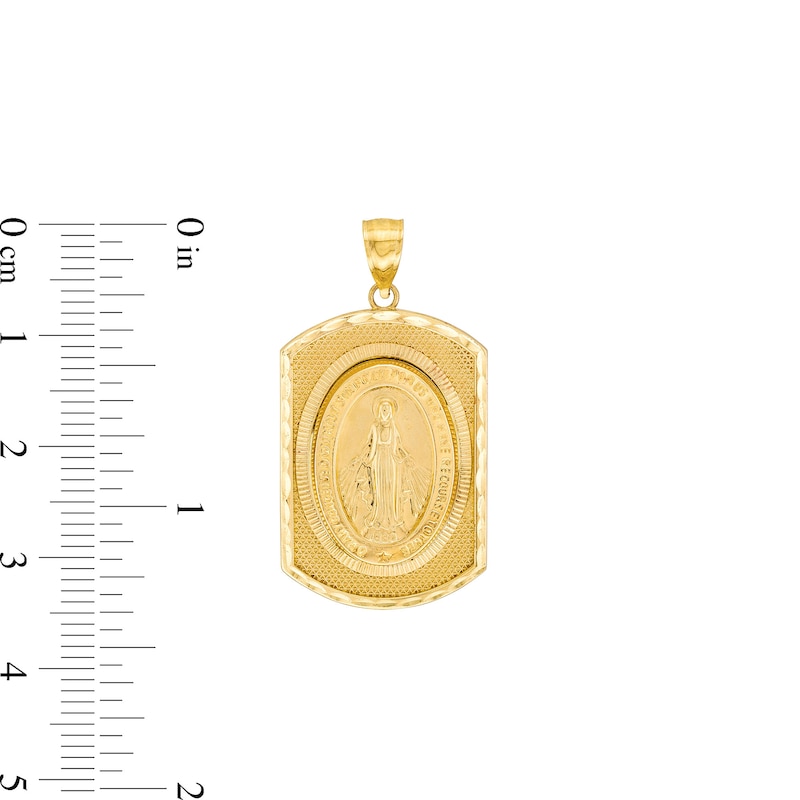 Main Image 2 of Diamond-Cut Mary Dog Tag Necklace Charm in 10K Gold
