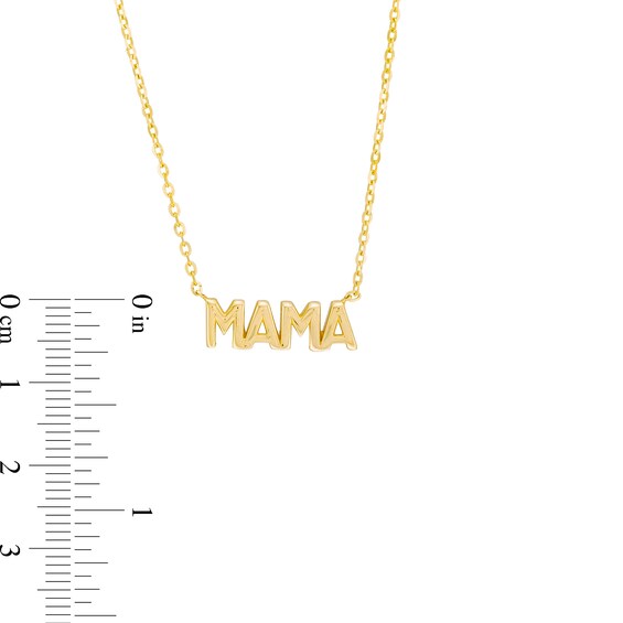 Puff Letter “Mama” Necklace in 14K Gold