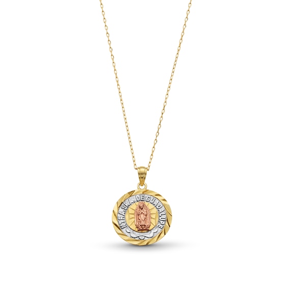 Our Lady of Guadalupe Diamond-Cut Medallion Pendant in 14K Tri-Tone Gold - 18â