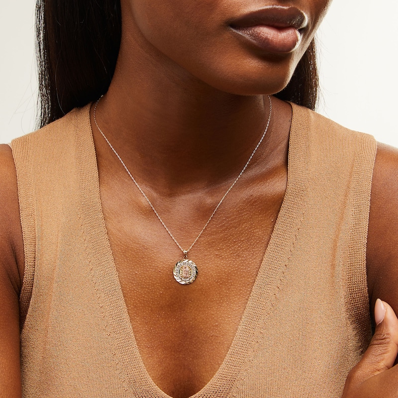Main Image 2 of Our Lady of Guadalupe Diamond-Cut Medallion Pendant in 14K Tri-Tone Gold - 18”