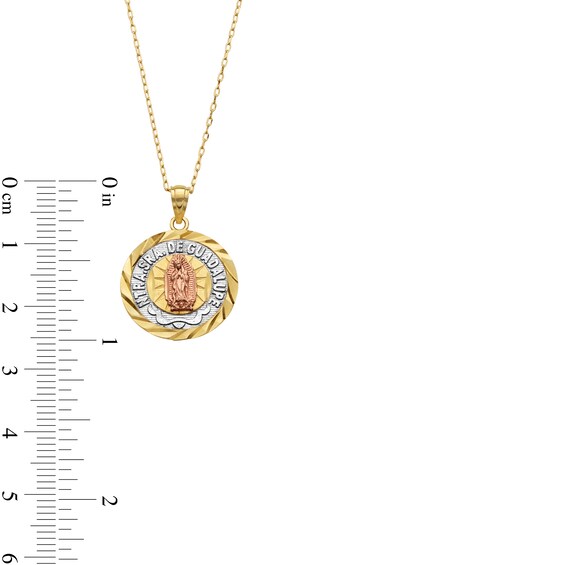Our Lady of Guadalupe Diamond-Cut Medallion Pendant in 14K Tri-Tone Gold - 18â