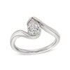 Thumbnail Image 1 of 3/4 CT. Pear-Shaped Certified Lab-Grown Diamond Solitaire Swirl Bypass Engagement Ring in 14K White Gold (F/VS2)
