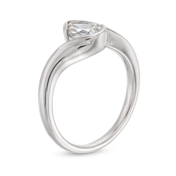 3/4 CT. Pear-Shaped Certified Lab-Grown Diamond Solitaire Swirl Bypass Engagement Ring in 14K White Gold (F/Vs2)