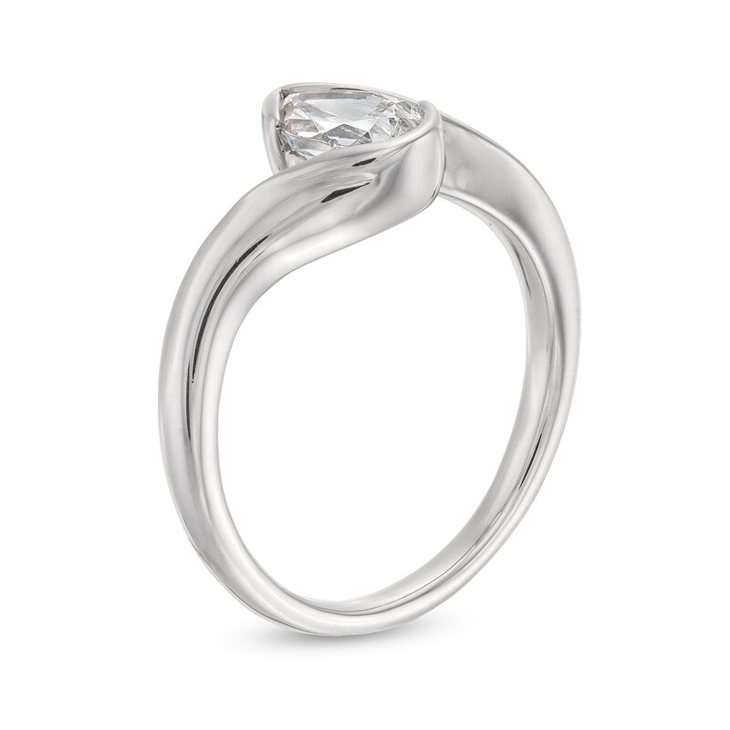 Main Image 3 of 3/4 CT. Pear-Shaped Certified Lab-Grown Diamond Solitaire Swirl Bypass Engagement Ring in 14K White Gold (F/VS2)