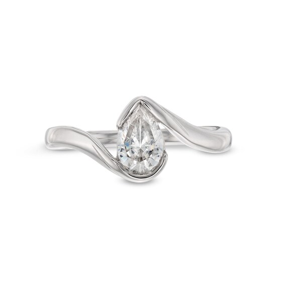 3/4 CT. Pear-Shaped Certified Lab-Grown Diamond Solitaire Swirl Bypass Engagement Ring in 14K White Gold (F/Vs2)