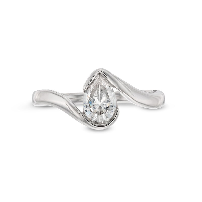 Main Image 4 of 3/4 CT. Pear-Shaped Certified Lab-Grown Diamond Solitaire Swirl Bypass Engagement Ring in 14K White Gold (F/VS2)