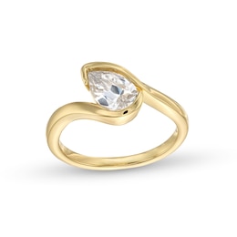 1 CT. Pear-Shaped Certified Lab-Grown Diamond Solitaire Swirl Bypass Engagement Ring in 14K Gold (F/VS2)