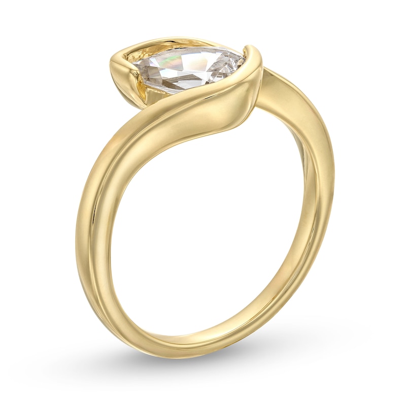 Main Image 3 of 1 CT. Pear-Shaped Certified Lab-Grown Diamond Solitaire Swirl Bypass Engagement Ring in 14K Gold (F/VS2)