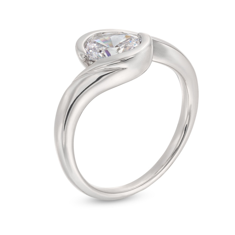 Main Image 3 of 1 CT. Oval Certified Lab-Grown Diamond Solitaire Swirl Bypass Engagement Ring in 14K White Gold (F/VS2)