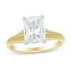 Thumbnail Image 1 of 2-1/2 CT. Emerald-Cut Certified Lab-Grown Diamond Solitaire Ribbed Shank Engagement Ring in 14K Two-Tone Gold (F/VS2)