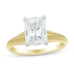 2-1/2 CT. Emerald-Cut Certified Lab-Grown Diamond Solitaire Ribbed Shank Engagement Ring in 14K Two-Tone Gold (F/VS2)