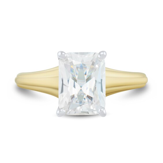 2-1/2 CT. Emerald-Cut Certified Lab-Grown Diamond Solitaire Ribbed Shank Engagement Ring in 14K Two-Tone Gold (F/Vs2)