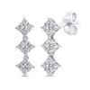 Thumbnail Image 1 of 3/8 CT. T.W. Multi Lab-Grown Diamond Tilted Three Stone Drop Earrings in 10K White Gold