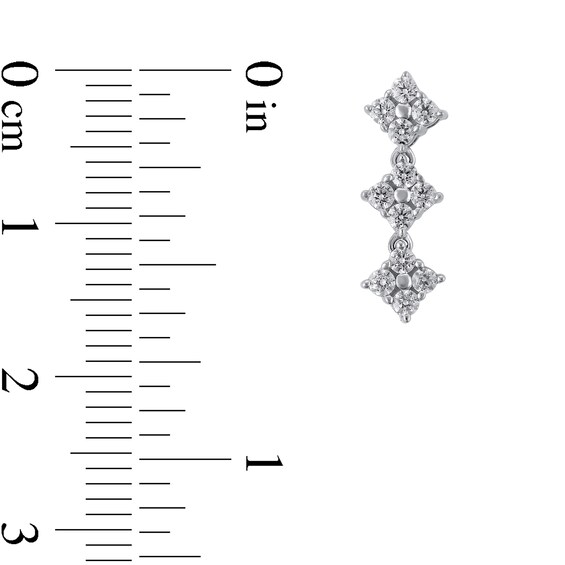 3/8 CT. T.w. Multi Lab-Grown Diamond Tilted Three Stone Drop Earrings in 10K White Gold