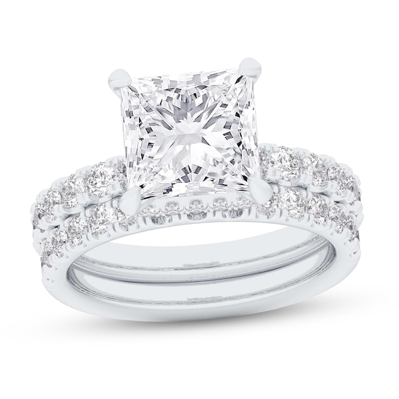 4-1/3 CT. T.w. Princess-Cut Certified Lab-Grown Diamond Bridal Set in 14K White Gold (F/Vs2)