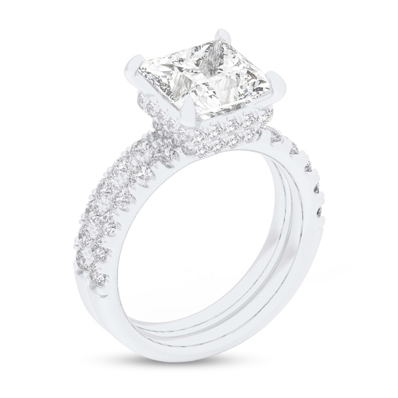 4-1/3 CT. T.w. Princess-Cut Certified Lab-Grown Diamond Bridal Set in 14K White Gold (F/Vs2)