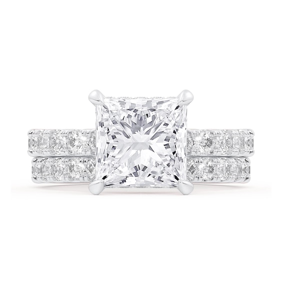 4-1/3 CT. T.w. Princess-Cut Certified Lab-Grown Diamond Bridal Set in 14K White Gold (F/Vs2)