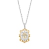 Thumbnail Image 1 of Enchanted Disney Belle Oval Citrine and 1/5 CT. T.W. Diamond Pendant in Sterling Silver and 14K Gold - 19”