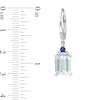 Thumbnail Image 2 of Emerald-Cut Aquamarine, Blue Sapphire and 1/15 CT. T.W. Diamond Stacked Drop Earrings in Sterling Silver