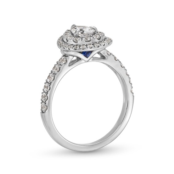 Vera Wang Love Collection 1-1/5 CT. T.w. Pear-Shaped Diamond Double Frame Engagement Ring in 14K White Gold