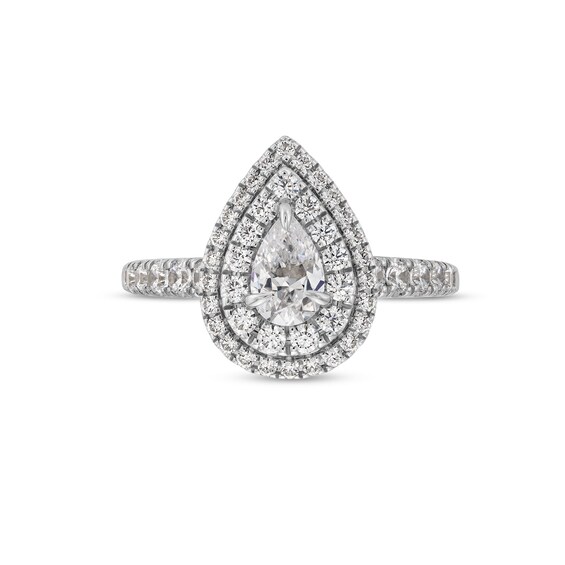 Vera Wang Love Collection 1-1/5 CT. T.w. Pear-Shaped Diamond Double Frame Engagement Ring in 14K White Gold