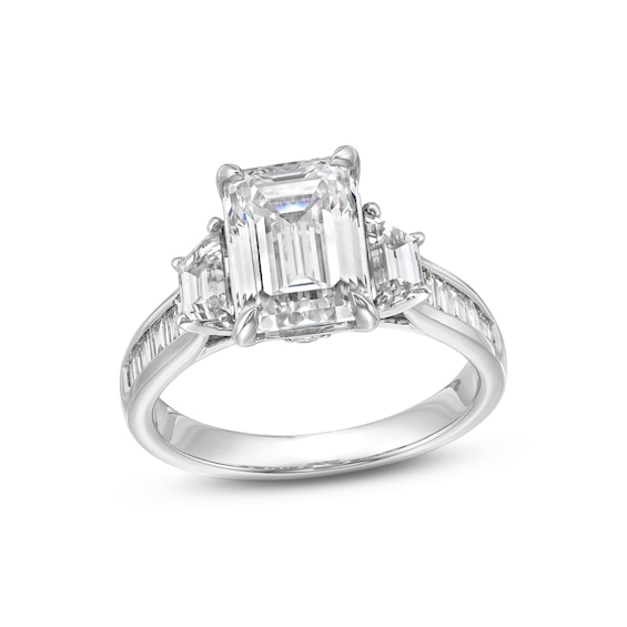 4 CT. T.w. Emerald and Trapezoid-Cut Certified Lab-Grown Diamond Engagement Ring in 14K White Gold (F/Vs2)