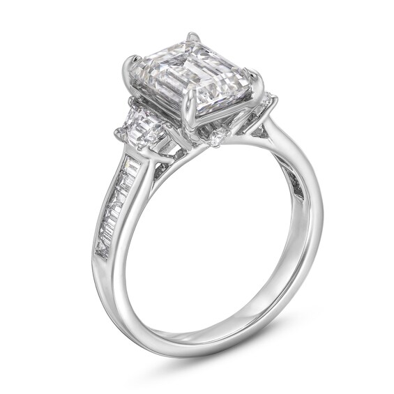 4 CT. T.w. Emerald and Trapezoid-Cut Certified Lab-Grown Diamond Engagement Ring in 14K White Gold (F/Vs2)