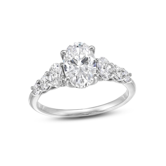 2-1/3 CT. T.w. Oval and Round Certified Lab-Grown Diamond Seven Stone Graduated Engagement Ring in 14K White Gold