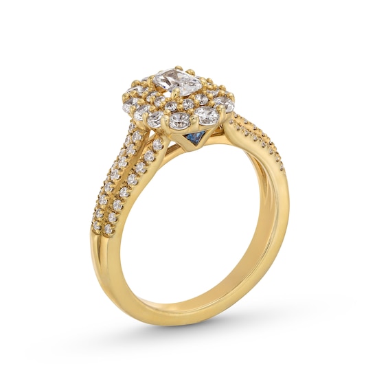 Vera Wang Love Collection 1 CT. T.w. Emerald-Cut Diamond Double Frame Triple Row Engagement Ring in 14K Gold