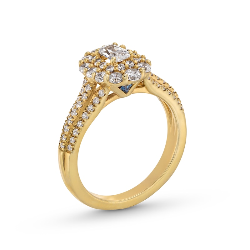 Main Image 2 of Vera Wang Love Collection 1 CT. T.W. Emerald-Cut Diamond Double Frame Triple Row Engagement Ring in 14K Gold