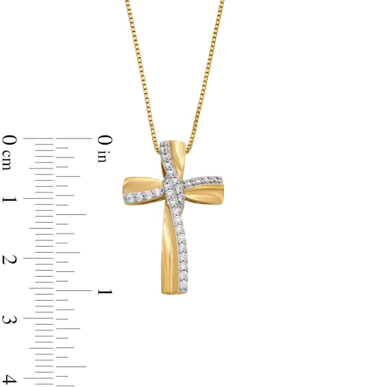 1/4 CT. T.w. Diamond Windmill Ribbon Cross Pendant in 10K Gold