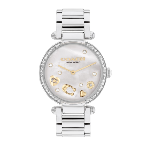 Womenâs Coach Cary Crystal Accent Watch with Mother-of-Pearl Dial (Model: 14504264)