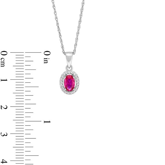 Oval Lab-Created Ruby and White Lab-Created Sapphire Frame Pendant, Ring and Stud Earrings Set in Sterling Silver