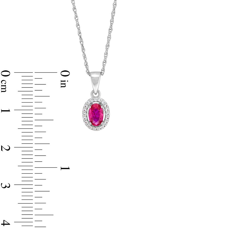 Main Image 4 of Oval Lab-Created Ruby and White Lab-Created Sapphire Frame Pendant, Ring and Stud Earrings Set in Sterling Silver