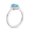 Thumbnail Image 2 of Emerald-Cut Blue Topaz and White Lab-Created Sapphire Frame Pendant, Ring and Stud Earrings Set in Sterling Silver