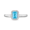 Thumbnail Image 3 of Emerald-Cut Blue Topaz and White Lab-Created Sapphire Frame Pendant, Ring and Stud Earrings Set in Sterling Silver
