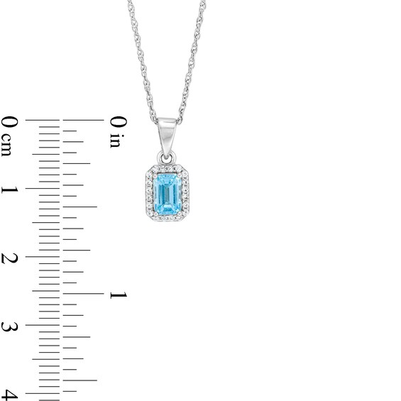 Emerald-Cut Blue Topaz and White Lab-Created Sapphire Frame Pendant, Ring and Stud Earrings Set in Sterling Silver