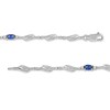 Thumbnail Image 2 of Oval Blue and White Lab-Created Sapphire Bypass Wave Alternating Line Bracelet in Sterling Silver - 7.25"
