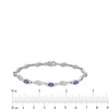 Thumbnail Image 3 of Oval Blue and White Lab-Created Sapphire Bypass Wave Alternating Line Bracelet in Sterling Silver - 7.25"