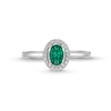Thumbnail Image 4 of Oval Lab-Created Emerald and White Lab-Created Sapphire Frame Pendant, Ring and Stud Earrings Set in Sterling Silver