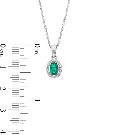 Oval Lab-Created Emerald and White Lab-Created Sapphire Frame Pendant, Ring and Stud Earrings Set in Sterling Silver