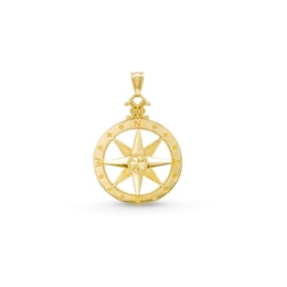 Diamond-Cut Compass Necklace Charm in 14K Gold