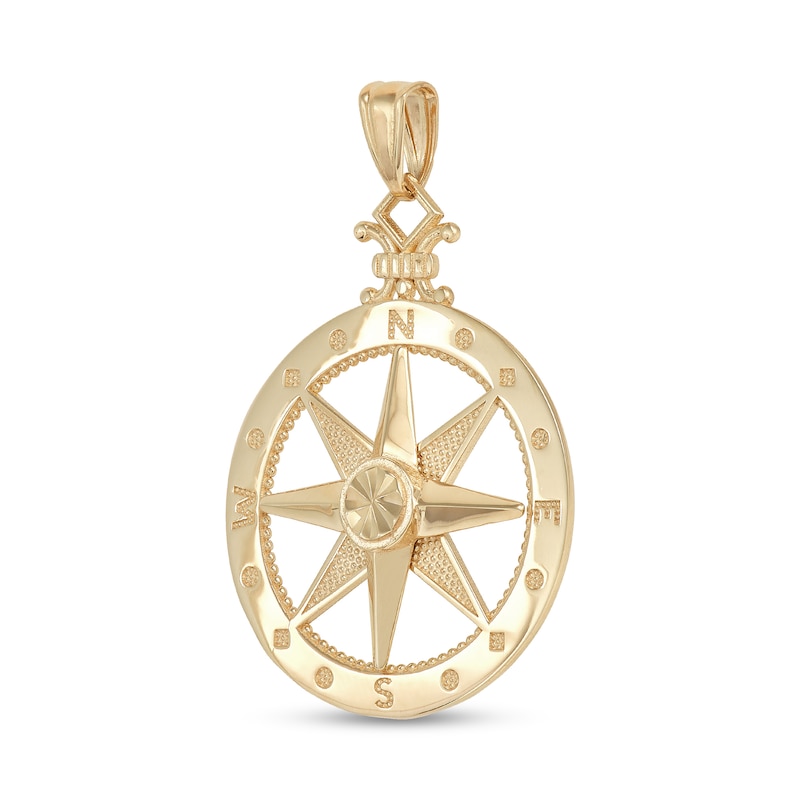 Main Image 2 of Diamond-Cut Compass Necklace Charm in 14K Gold