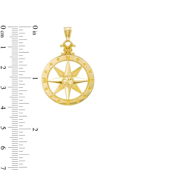 Diamond-Cut Compass Necklace Charm in 14K Gold