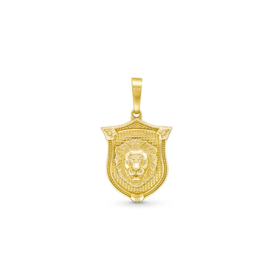 Lion Head Shield Necklace Charm in 14K Gold