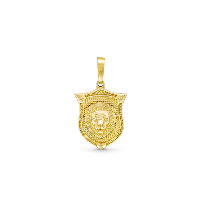 Main Image 1 of Lion Head Shield Necklace Charm in 14K Gold