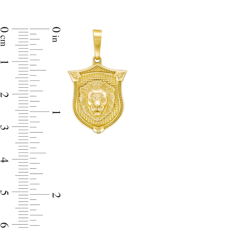 Main Image 2 of Lion Head Shield Necklace Charm in 14K Gold