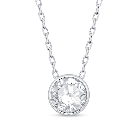 1 CT. Certified Lab-Grown Diamond Bezel-Set Solitaire Pendant in 14K White Gold (F/Si2) - 19"
