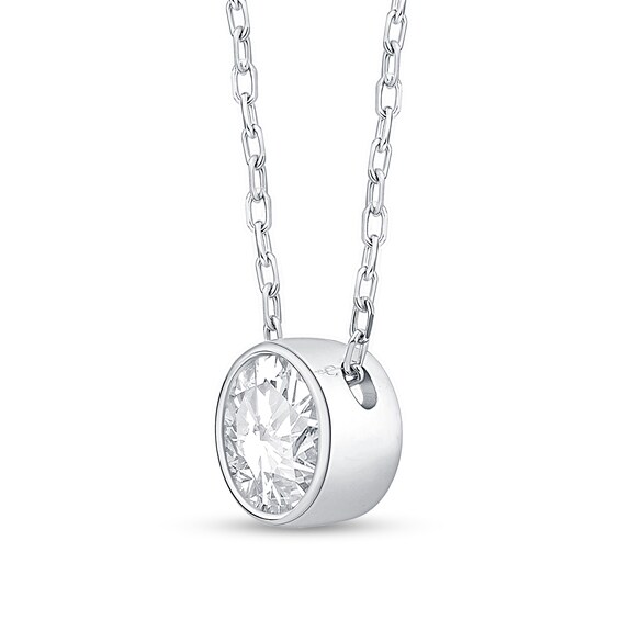 1 CT. Certified Lab-Grown Diamond Bezel-Set Solitaire Pendant in 14K White Gold (F/Si2) - 19"